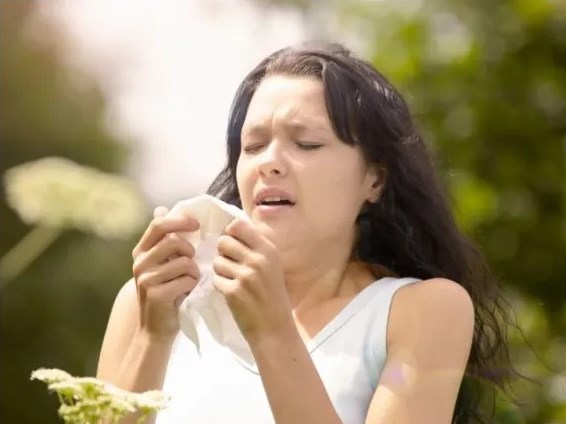 Девушка чихает